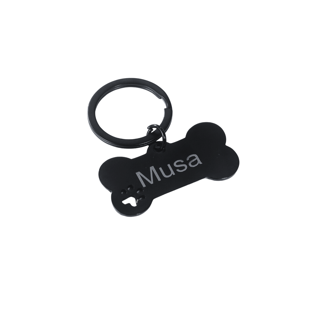 Schwarzer Knochen Paw Print Tag