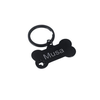 Schwarzer Knochen Paw Print Tag