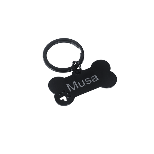 Schwarzer Knochen Paw Print Tag