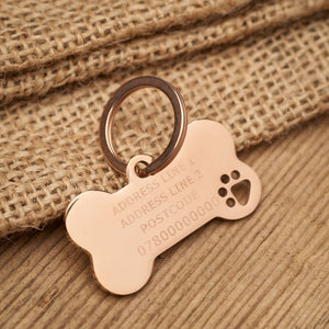 Rose Gold Bone Paw Tag