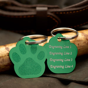 Green Paw Print Tag