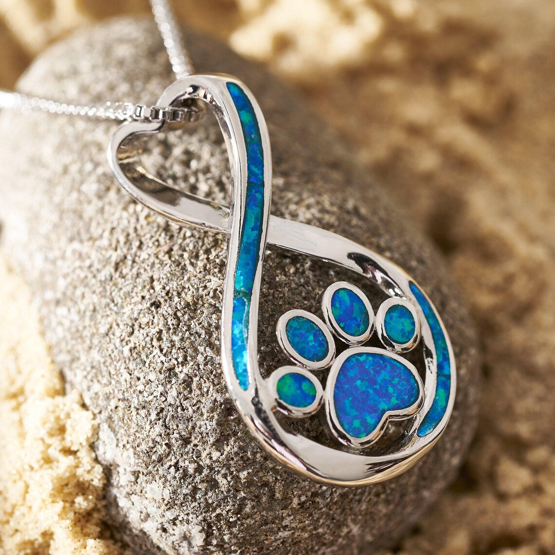 Collar Opal Infinity Love Paw