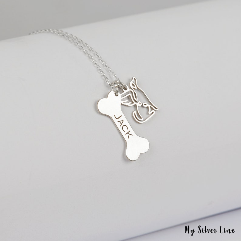 Personalized Bone Necklace with Angel Charm