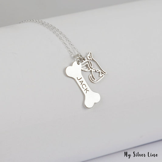 Personalized Bone Necklace with Angel Charm