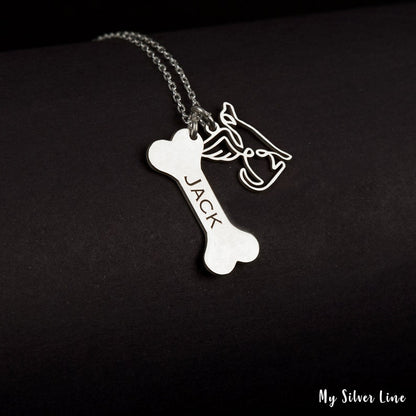 Personalized Bone Necklace with Angel Charm