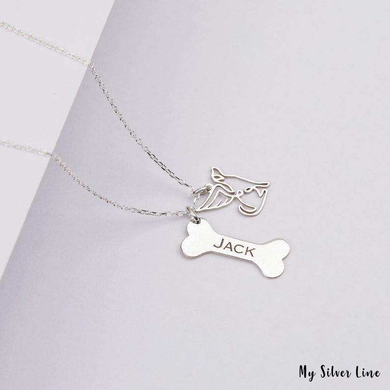 Personalized Bone Necklace with Angel Charm