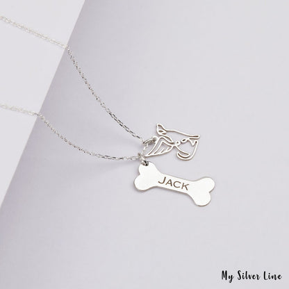 Personalized Bone Necklace with Angel Charm