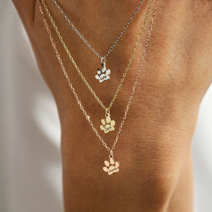 Personalized Engraved Paw Print Necklace