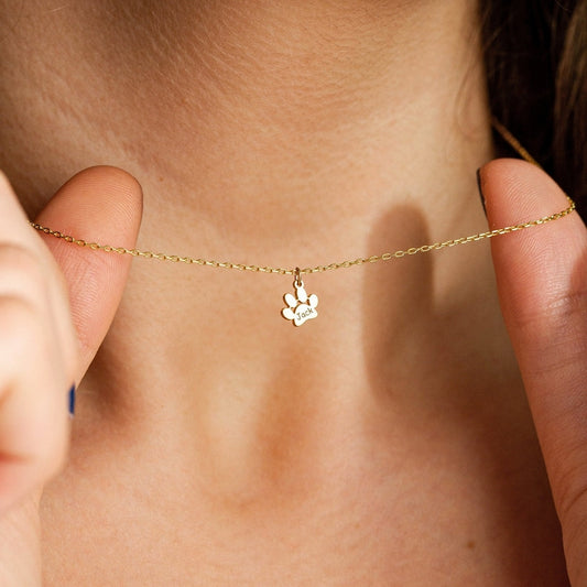 Personalized Engraved Paw Print Necklace