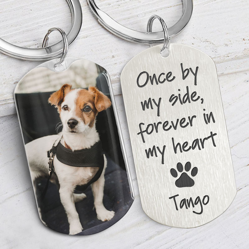 Llavero personalizado en memoria de un perro - Once By My Side Forever In My Heart